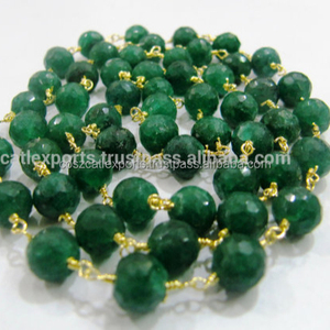 Émeraude ronde à facettes 6 mm chaîne perlée perles d'émeraude teintes chapelet chaîne-corindon perles fil enroulé chaîne prix de gros - Product Image 6