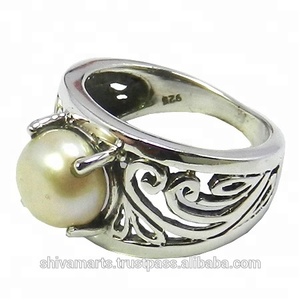 Anillo de piedras preciosas de perlas de agua dulce de alta calidad, joyería de plata de ley 925 sólida, Eternity Vermeil anillos, regalo de moda - Product Image 2