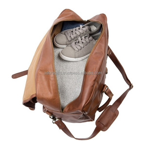 Sac de sport en cuir marron pour week-end avec bandoulière détachable Sac de voyage de vacances de style unique - Product Image 3