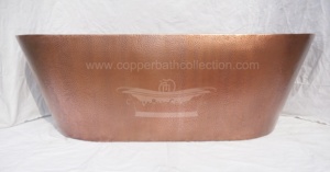 Baignoire antique en cuivre martelé Style japonais à double paroi, faite à la main en Inde, de forme ovale avec matériau en fer pour salle de bain - Product Image 2