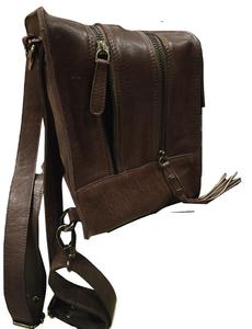 Mochila de mujer de cuero genuino con patrón geométrico elegante con función RFID Cierre de cremallera Mango desmontable Logotipo personalizable - Product Image 4