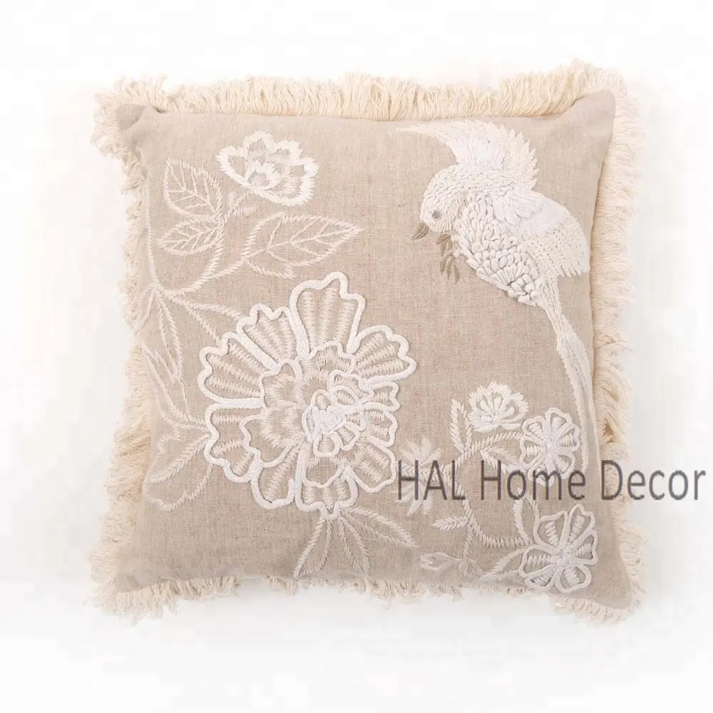 卸売スロー枕カバー装飾ソファクッションカバー、インドの手作りカスタム刺Embroidered正方形枕18X18