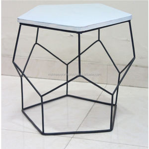 Petite table d'appoint en bois et en métal de style traditionnel pour le salon Meubles de café élégants pour un usage domestique - Product Image 1