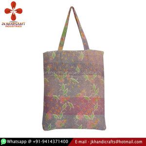Indian Handmade New Design Floral Kantha Work Tote Handbag - Product Image 1