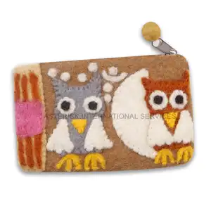 Dolly Felt Zipper Coin Purse - Handmade Mini Wallet - Kids Case / Pencil Case / Accessories / Keys - Wild Wool Felt Gift Pouch