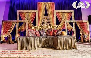 การตั้งค่างานแต่งงานแบบอาหรับที่ยิ่งใหญ่ของเมฮันดี้มุสลิม Sangeet เวทีที่มีเส้นใยด้านหลัง-ผนังมีสไตล์ Mehandi เวทีกรอบรูป - Product Image 6