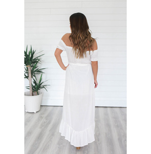 Vêtement de plage Maxi en tissu pur, Collection de vêtements pour femmes, rayonne blanc - Product Image 2