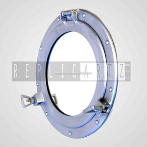 Nautical Porthole Wall Mirror | Ship Style Round Decorative Mirror | Metal <b>Frame</b> Marine Home Decor Wall Hanging Accent Mirror - Product Image 2