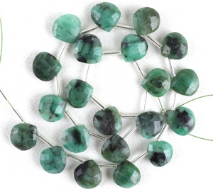 ลูกปัดทำจากพลอยมรกตธรรมชาติ,รูปทรงหัวใจเพชรพลอย Briolette คุณภาพเยี่ยม - Product Image 1