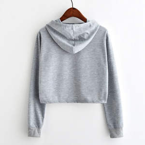 Shemax 2023 Women's Oversized Crop <b>Hoodie</b> High Quality Custom Wholesale Sweatshirt Zipper Collar Drawstring Hot Selling 3D XS - Product Image 2