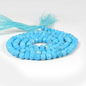 Cuentas de piedra redonda facetadas de 3,50mm turquesa azul natural de 13 pulgadas de longitud con 31,75 Cts - Product Image 3