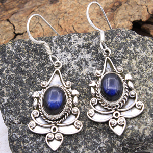 ต่างหูเงินแท้ 925 ประดับลาบราโดไรต์สไตล์บาหลีและมูนสโตน ขายส่ง - Product Image 5