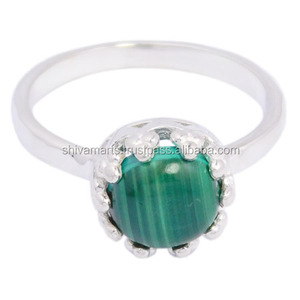 Bijoux Vintage Vert Malachite Gemme Anneau À La Main 925 Bijoux En Argent Sterling Éternité Vermeil Anneaux Pour Unisexe - Product Image 2