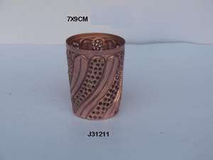 Votiva en forma de V de aluminio de Venta caliente con patrones cortados a mano en acabado de cobre de dos tonos disponible en otro acabado también - Product Image 2