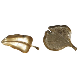 Hoja decorativa de metal en relieve de aluminio chapado en oro moderno Cuenco plano Hoja de metal de aluminio Decoración de hoja de metal dorado - Product Image 1
