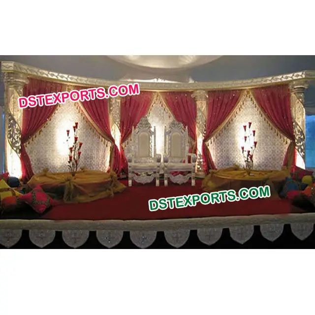イスラム教徒の結婚式のステージの背景結婚式のステージ刺繍された背景結婚式の曼荼羅の背景の装飾
