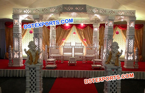 Bollywood Wedding Out Door Mandap Decoraciones Boda Rajasthani Padmavati Mandap Trending Wedding Mandap con tema blanco EE. UU. - Product Image 5