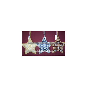 Decoración Navideña con Diseño de Estrella, Bordado a Mano, Tamaño Personalizado, Tela con Cuentas, Precio al por Mayor - Product Image 1