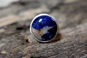 Anillo de sodalita ovalado redondo pera cuadrado piedra preciosa natural cabujón Plata de Ley 925 - Product Image 2