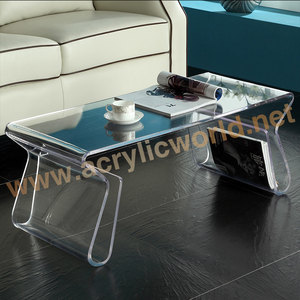 Mobilier de salon en acrylique, table basse moderne en verre à led, chaise de bureau en acrylique - Product Image 5
