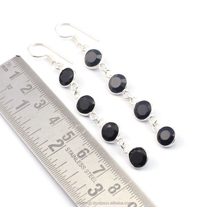 Unique 925 Sterling Silver Jewelry Black Onyx Handmade Earrings - Product Image 2