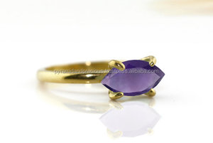 Prong Set 5x10mm Taille Marquise Améthyste Pierres Précieuses Bague-Anneau Pour Les Femmes - Product Image 2