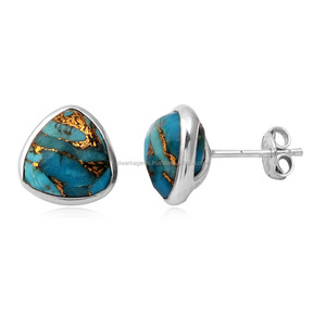 925 Sterling Silver Plated <b>Earrings</b> for Women Fine Jewelry With Natural <b>Turquoise</b> Gemstone for Wedding or Gift - Product Image 1