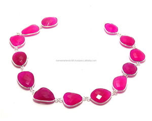 Rose vif 925 argent Sterling lunette pierre de naissance Boho connecteur lien à la main naturel Multi pierres précieuses perles ethniques bijoux pour - Product Image 2