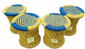 Taburete otomano de bambú Natural 2024, taburete otomano hecho a mano para reposapiés, consola con incrustaciones de hueso, taburete bajo - Product Image 5