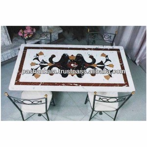 โต๊ะกาแฟ Pietra Dura วางหินอ่อนสีขาว - Product Image 1