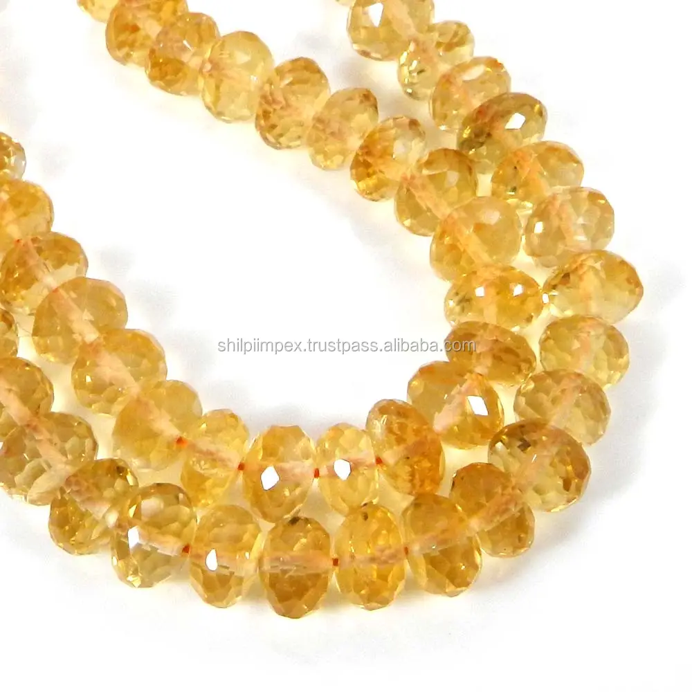 Wholesale Beads Supplier !! Natural Yellow Citrine 7mm Roundel Facet Semi Precious Beads Strand for Making Jewelry SI1096