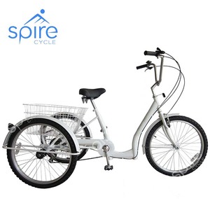 Venta al por mayor 24 "Triciclo de acero blanco de cuerpo abierto con cesta tipo rickshaw triciclo para Paseo de pasajeros - Product Image 1