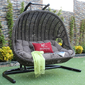 Hamac Double places d'extérieur en osier, chaise à bascule, en Poly rotin, pour jardin Patio - Product Image 1