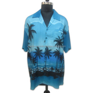 เสื้อฮาวายแขนสั้นสำหรับผู้ชาย, เสื้อลายดอกไม้สีน้ำเงินเป็นมิตรกับสิ่งแวดล้อมผ้าโพลีเอสเตอร์100% กันรอยยับและกันการพันสำหรับฤดูร้อน - Product Image 2