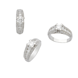 Anillo Elegante para Mujer con Diamante Blanco Corte Brillante Redondo en Oro Blanco con Engaste de Bisel, un Adorno Lujoso para Cualquier Colección de Joyas - Product Image 1