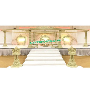 Elegante Conjunto de Mandap para Bodas, Decoraciones Modernas, Conjunto de Mandap de Madera Tallada para Bodas, Fabricante de Conjuntos de Mandap para Bodas Indias en Australia - Product Image 1