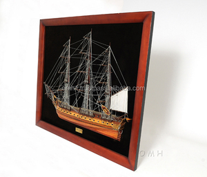 Modelo de barco de madera para decoración del hogar, decoración náutica de medio barco L90 - Product Image 2