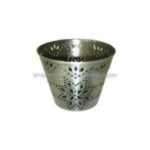 Cuivre Antique avec poignée bougeoir votif Design perforé Festival bougeoir décoratif pour la maison déco forme de boule - Product Image 4