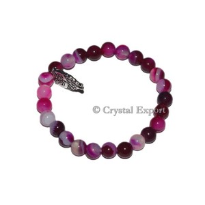2019 New Design Gemstone Pink Onyx <b>Bracelets</b> with Owl Handmade Healing Mascot Style Hand Crafted <b>Beaded</b> <b>Bracelets</b> - Product Image 1