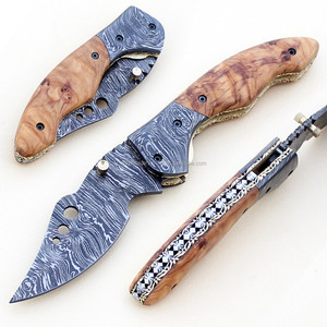 Navaja de Bolsillo Plegable de Acero de Damasco Hecha a Mano, Modelo ZR291, Mango de Madera de Cuerno, para Caza, Uso Táctico, Industrial, Compatible con OEM - Product Image 5