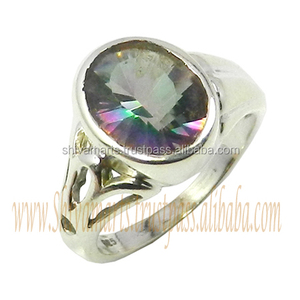 Venta caliente 925 Plata esterlina Cuarzo místico Piedra preciosa Eternidad Vermeil Anillo Indio Hecho a mano Proveedor de joyería de plata - Product Image 3