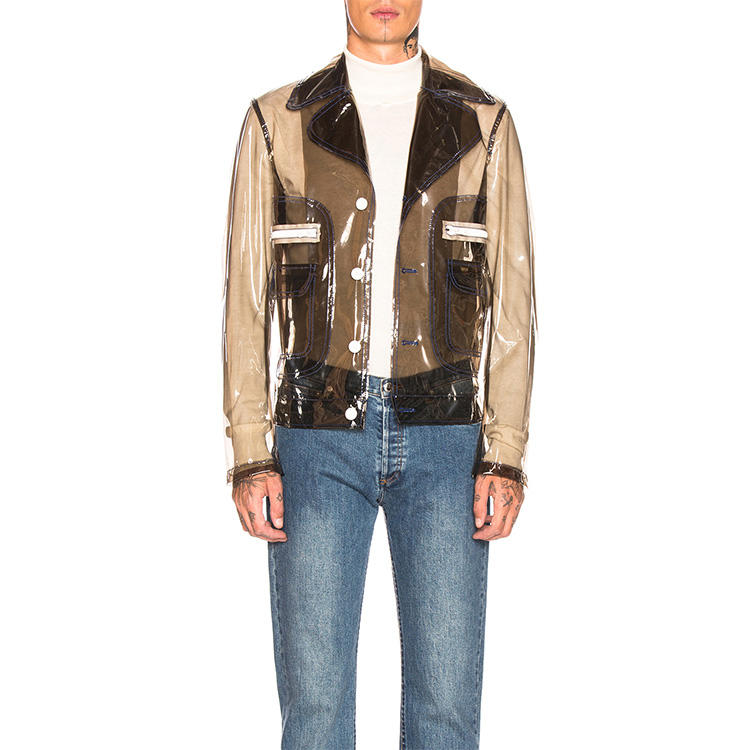 Jaqueta transparente de chuva do poliuretano 100%, casaco para