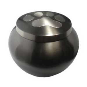 Hermosas Urnas Conmemorativas Redondas para Mascotas con Huella de Pata para Cenizas Funerarias de Metal Latón/Aluminio - Product Image 3