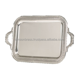 Metal Brass Border Embossed Oval Tray Manufacturer Metal Brass Oval Shaped Serving Tray - Product Image 5