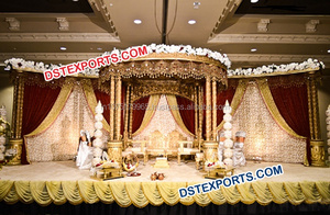 Mandap Tradicional Indio Tallado en Madera para Bodas, Mandap Tradicional Gujrati para Bodas, Mandap Único Estilo Rajwada, Canadá - Product Image 4