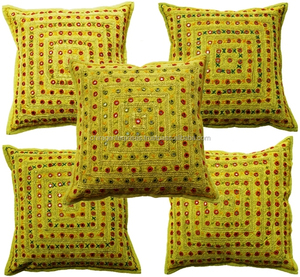 Traditional Shamrey Design Embroidered Cushion Cover <b>Pillow</b> 100% Cotton Blue Tint Woven Technique for Home Living Room Hotel Use - Product Image 4