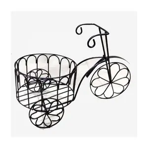 Iron Wire Tricycle Pot Stand Black tricycle metal plant pot stand wrought iron bicycle plant stand