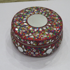 Boîte à bijoux ronde rose en gros indienne pour cadeau de souvenir de mariage Boîtes à perles lacustres pour cadeaux d'Inde - Product Image 3