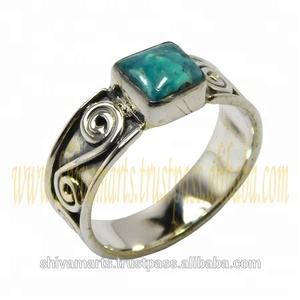 Splendide Design Turquoise Gemstone Eternity Vermeil Bague Solide 925 Sterling Silver Jewelry Fournisseur et Exportateur - Product Image 2