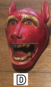 Masque facial en bois fabriqué à la main Style artistique Tenture murale Fabriqué au Népal Prix de gros Décoration de la maison ou article cadeau - Product Image 3